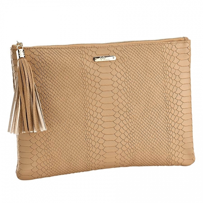 Sand Uber Clutch - Embossed Python